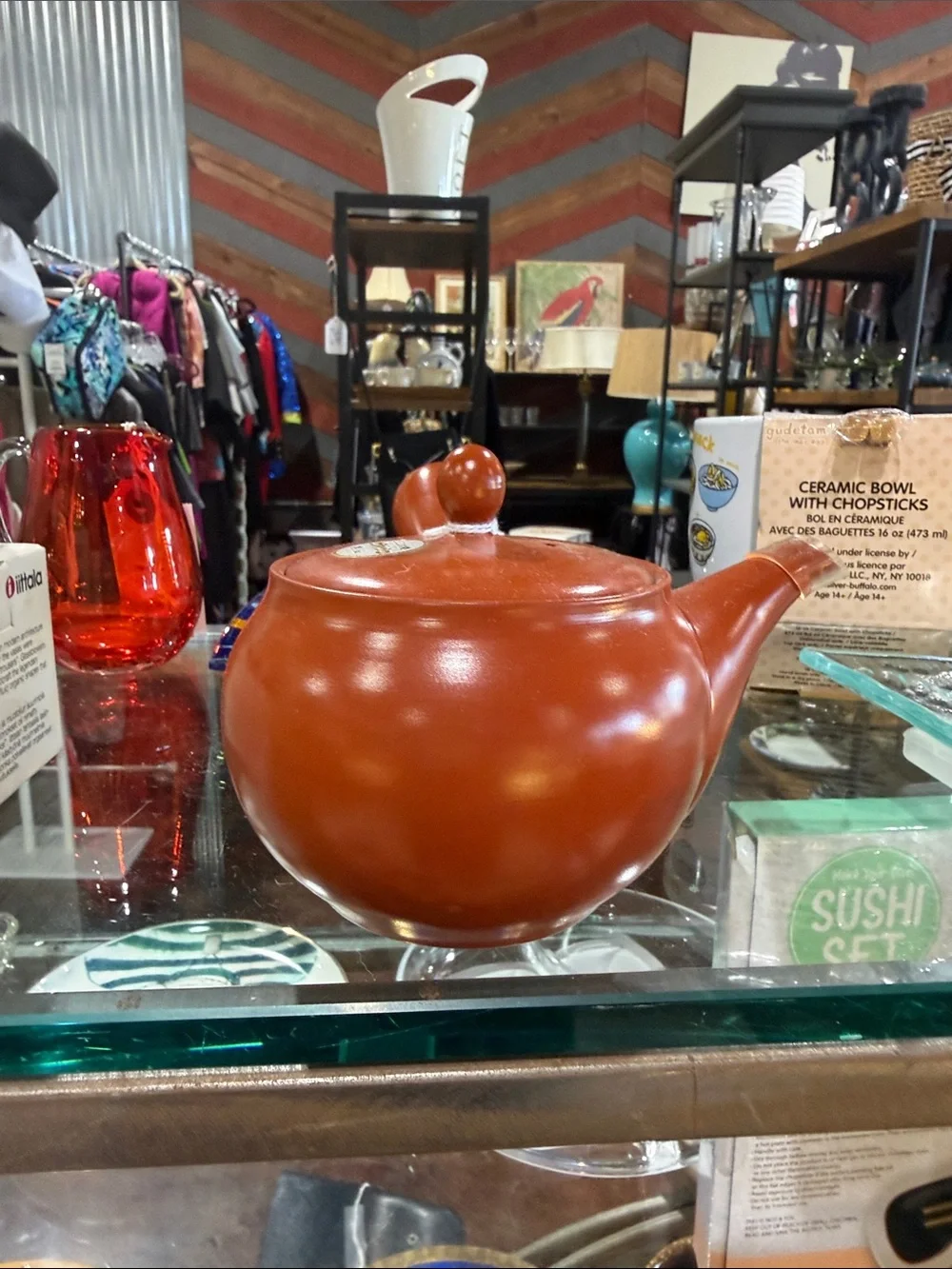 Iittala Terracotta Orange Ceramic Soup Pot with Handle